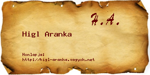 Higl Aranka névjegykártya